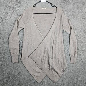 Jigsaw Womens 100% Wool Wrap Cardigan Sweater Taupe Brown Size S